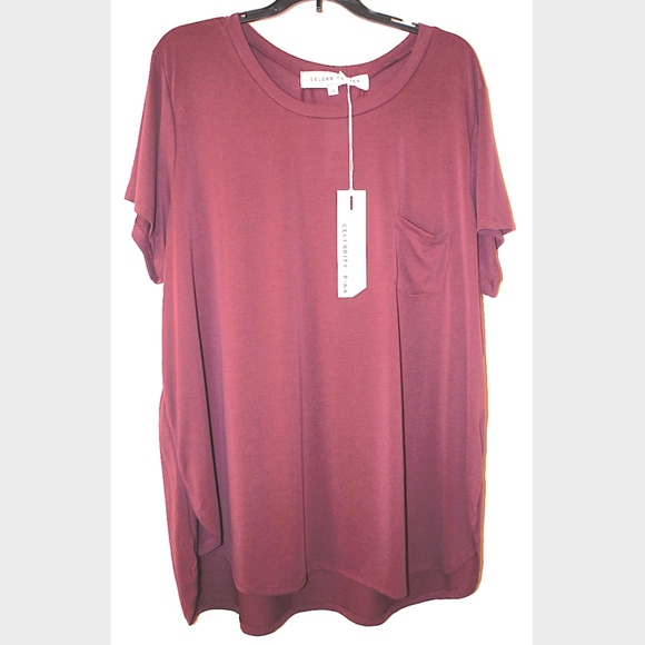 Celebrity Pink Trendy Plus Size T Shirt Wine 3X - Picture 2 of 3